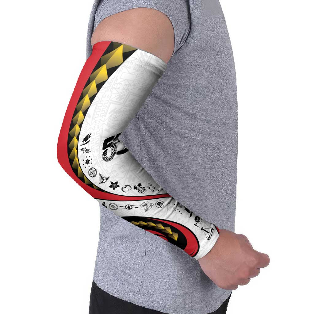 Papua New Guinea 50th Independence Anniversary Arm Sleeves Special Style White Version LT05 - Polynesian Pride