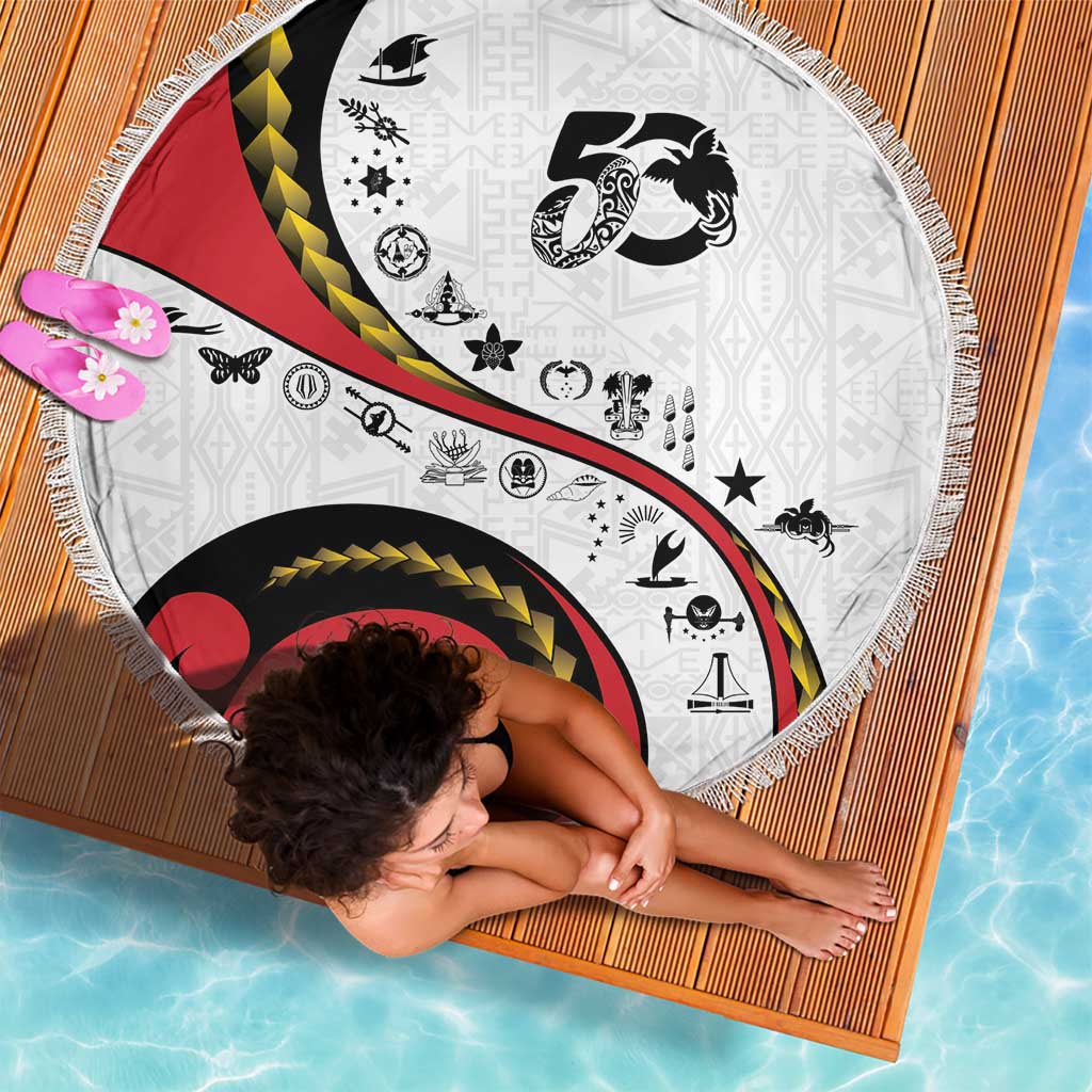 Papua New Guinea 50th Independence Anniversary Beach Blanket Special Style White Version - Polynesian Pride