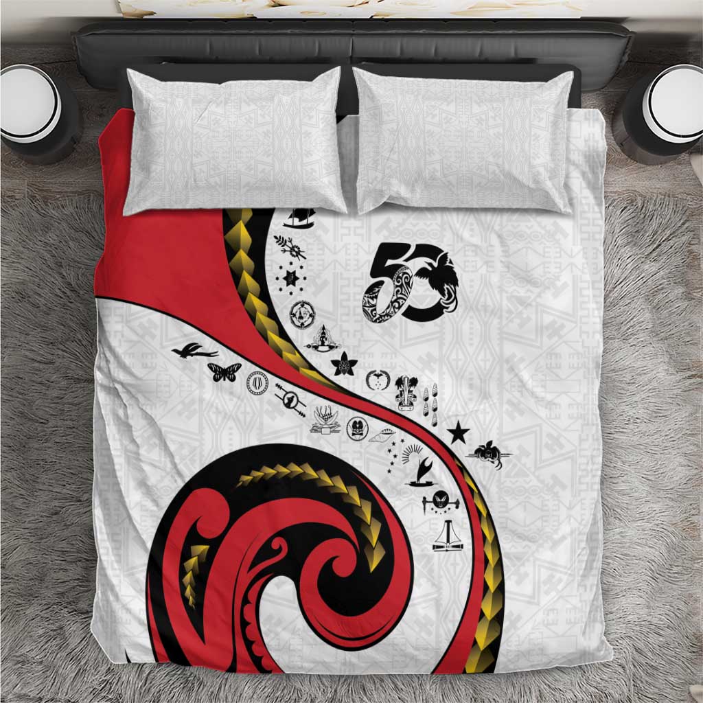 Papua New Guinea 50th Independence Anniversary Bedding Set Special Style White Version - Polynesian Pride