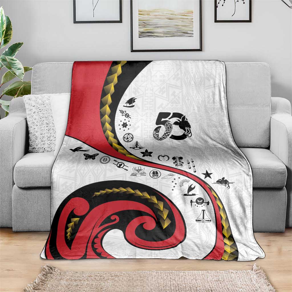 Papua New Guinea 50th Independence Anniversary Blanket Special Style White Version - Polynesian Pride