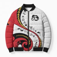 Papua New Guinea 50th Independence Anniversary Bomber Puffer Jacket Special Style White Version - Polynesian Pride