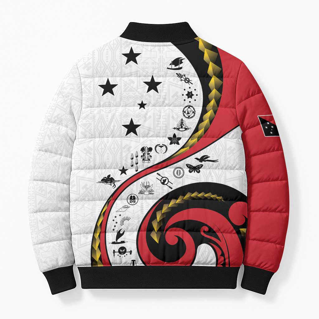 Papua New Guinea 50th Independence Anniversary Bomber Puffer Jacket Special Style White Version - Polynesian Pride