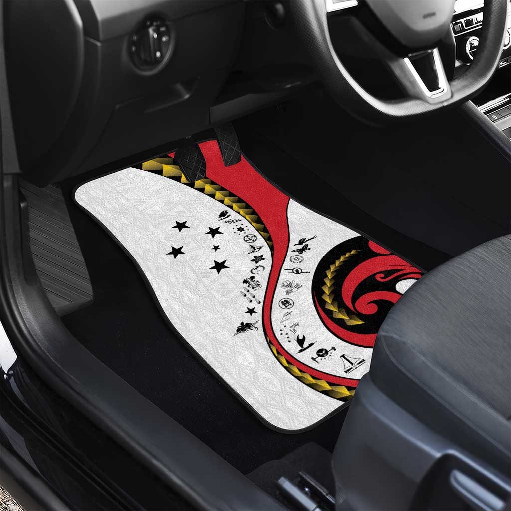 Papua New Guinea 50th Independence Anniversary Car Mats Special Style White Version - Polynesian Pride