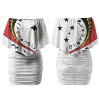 Papua New Guinea Independence Couples Matching Off Shoulder Short Dress and Hawaiian Shirt Special Style White Version LT05 - Polynesian Pride
