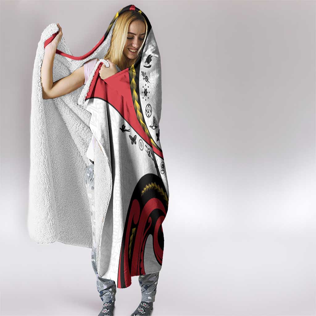 Papua New Guinea 50th Independence Anniversary Hooded Blanket Special Style White Version - Polynesian Pride