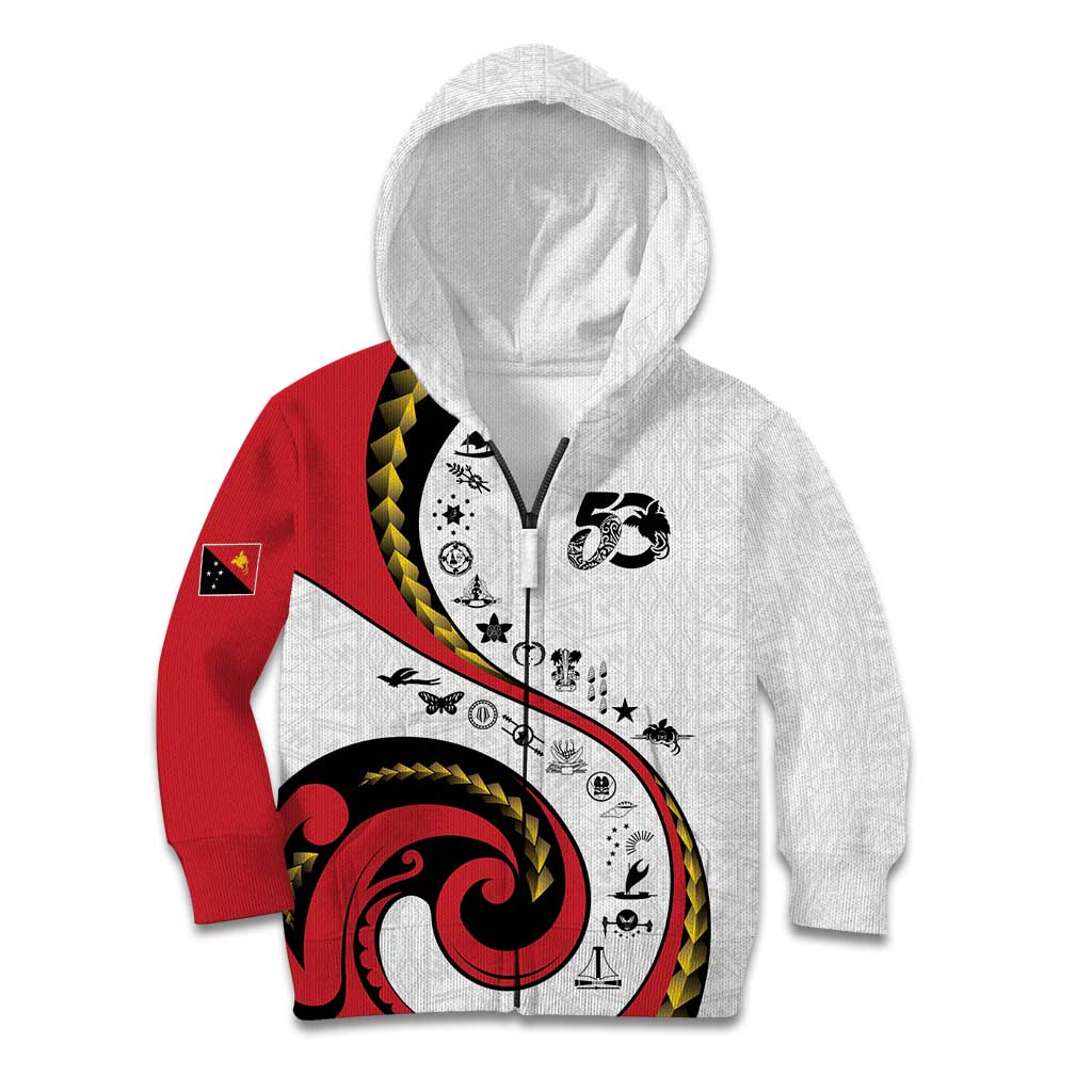 Papua New Guinea 50th Independence Anniversary Kid Hoodie Special Style White Version - Polynesian Pride
