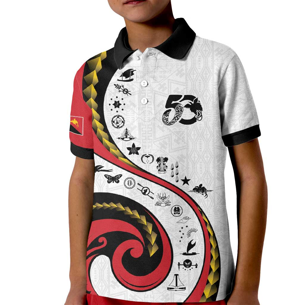 Papua New Guinea 50th Independence Anniversary Kid Polo Shirt Special Style White Version - Polynesian Pride