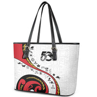 Papua New Guinea 50th Independence Anniversary Leather Tote Bag Special Style White Version - Polynesian Pride