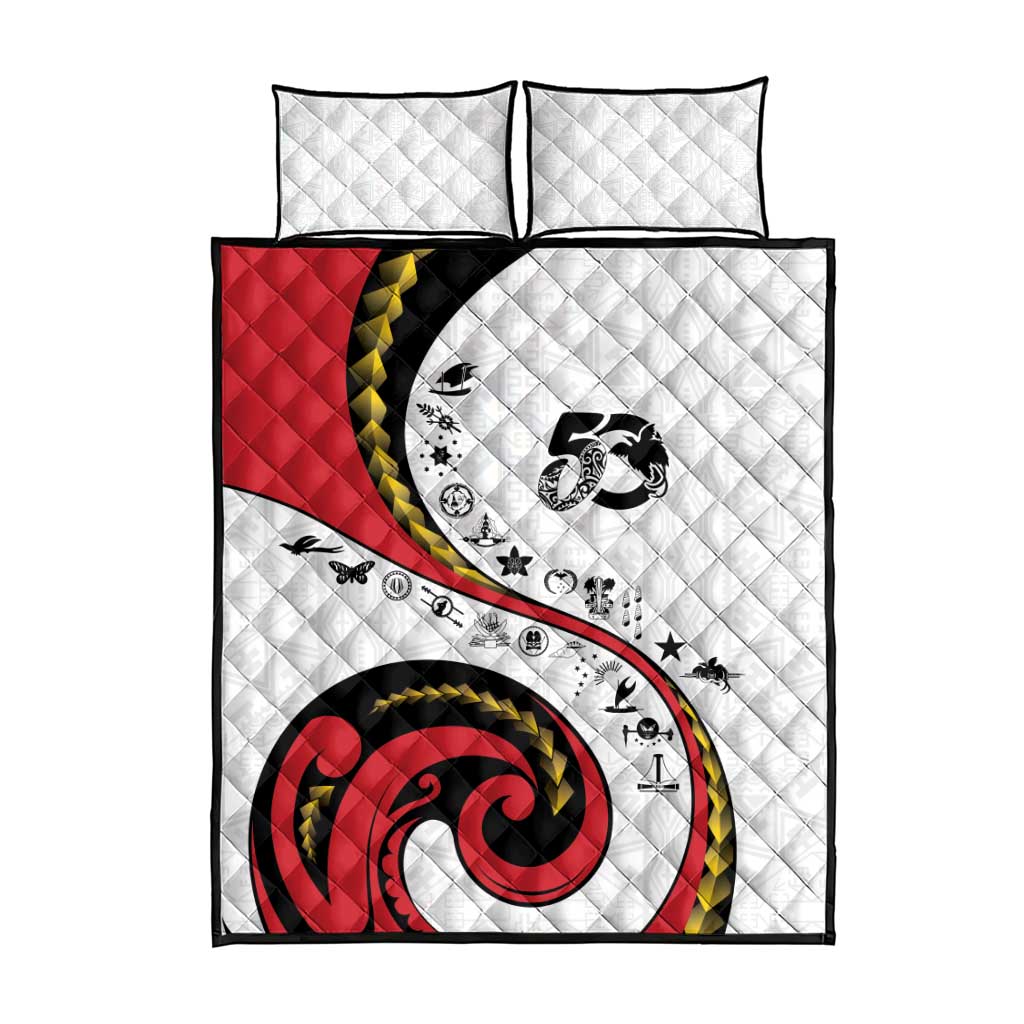 Papua New Guinea 50th Independence Anniversary Quilt Bed Set Special Style White Version - Polynesian Pride