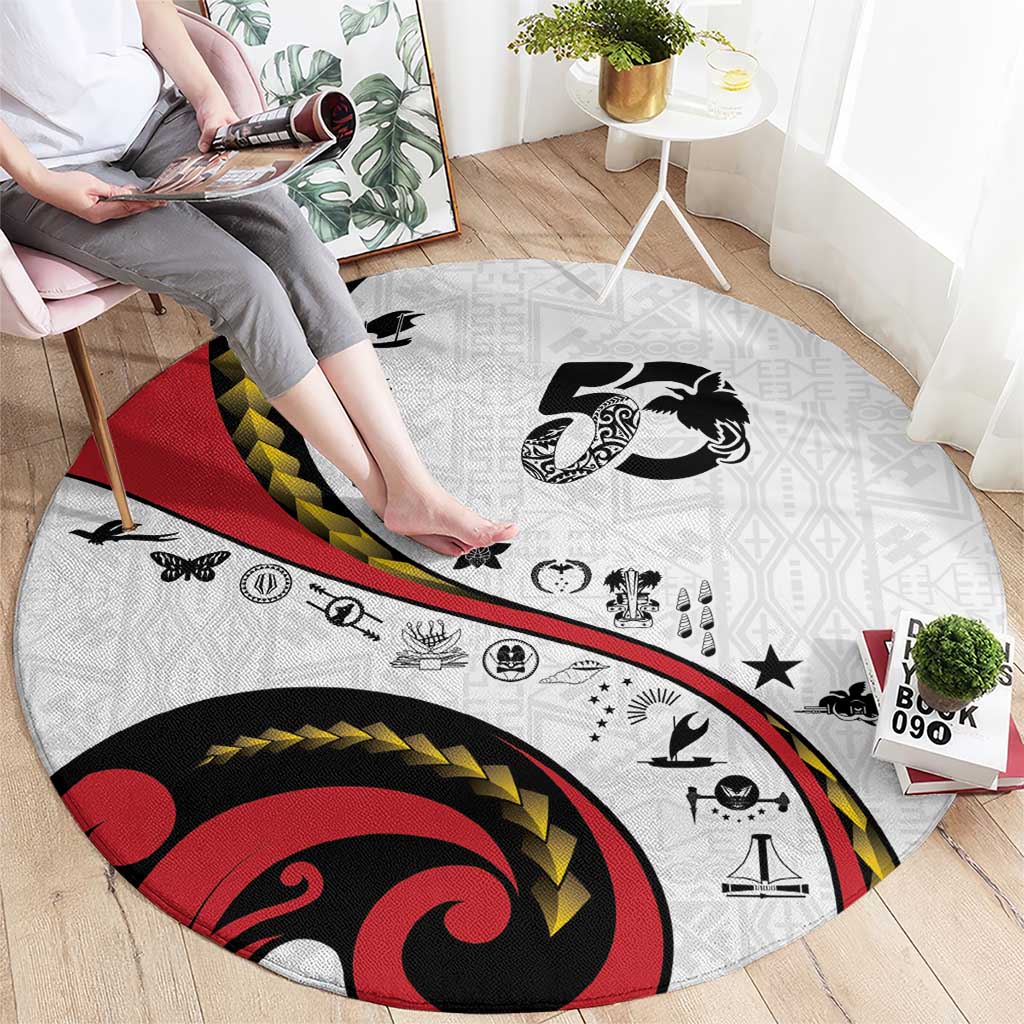 Papua New Guinea 50th Independence Anniversary Round Carpet Special Style White Version - Polynesian Pride