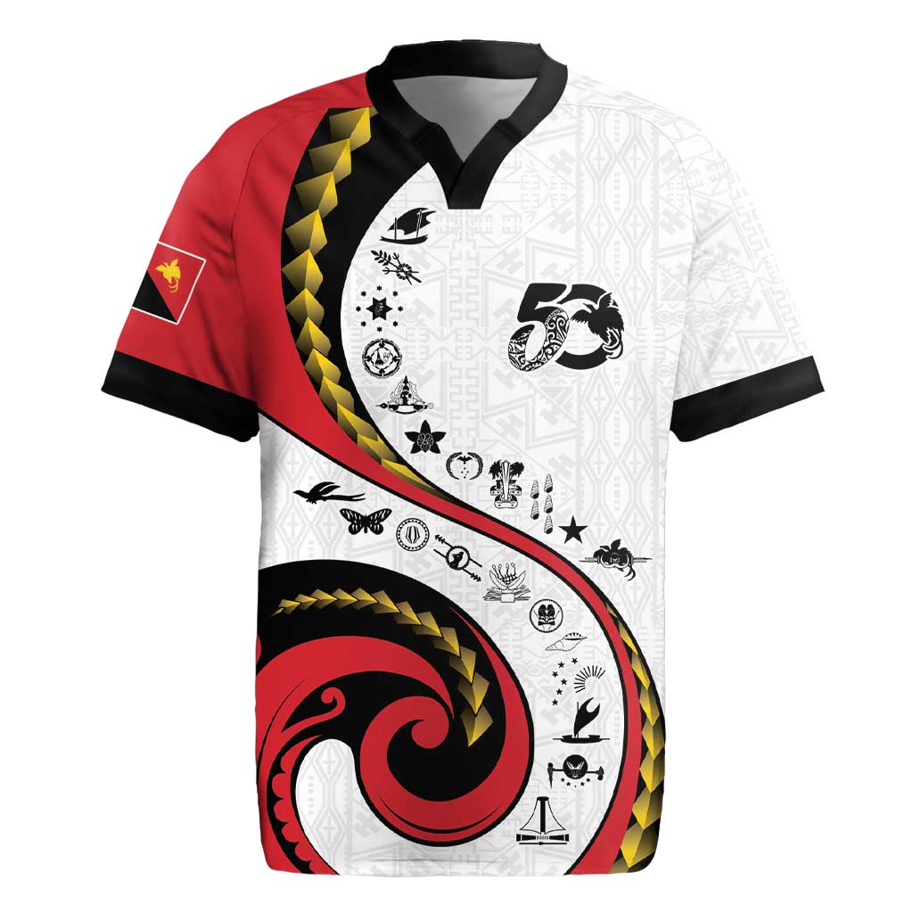 Papua New Guinea 50th Independence Anniversary Rugby Jersey Special Style White Version - Polynesian Pride