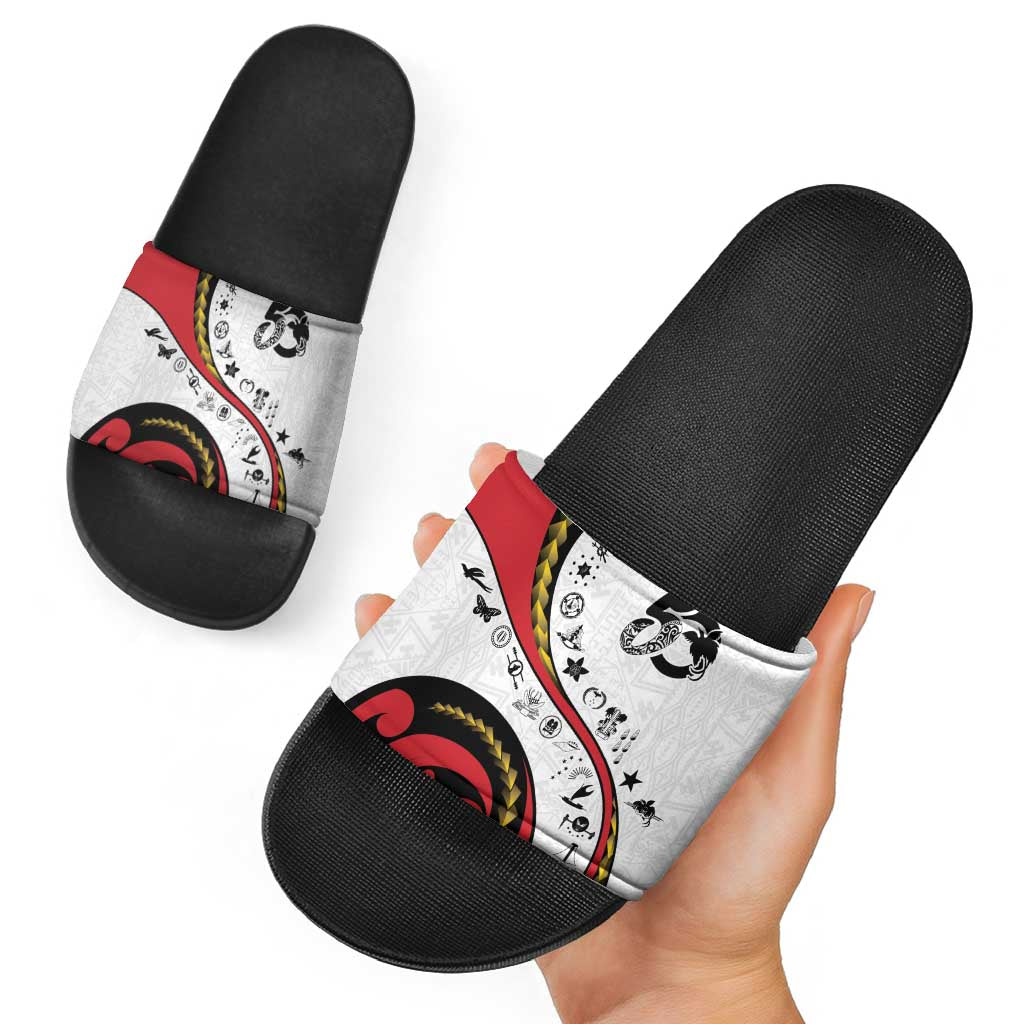 Papua New Guinea 50th Independence Anniversary Slide Sandals Special Style White Version - Polynesian Pride