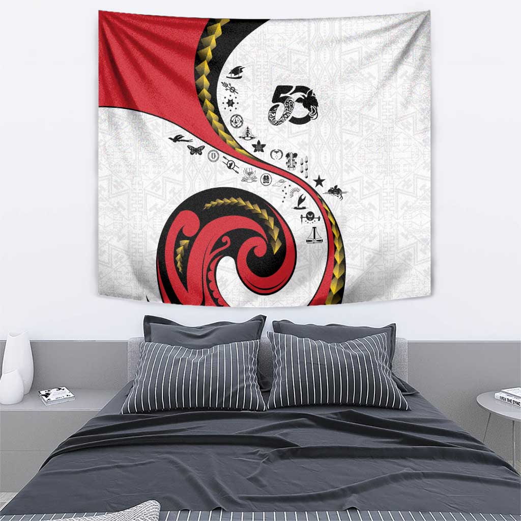 Papua New Guinea 50th Independence Anniversary Tapestry Special Style White Version - Polynesian Pride