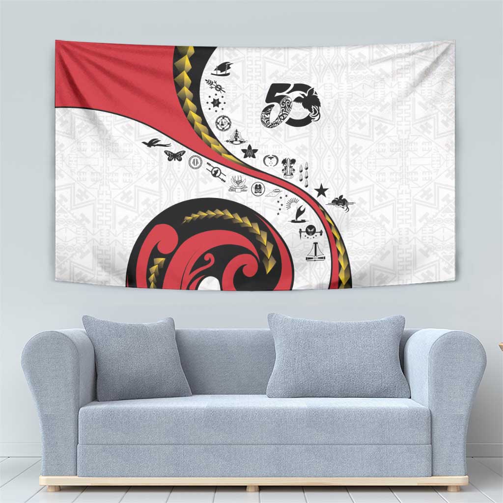 Papua New Guinea 50th Independence Anniversary Tapestry Special Style White Version - Polynesian Pride