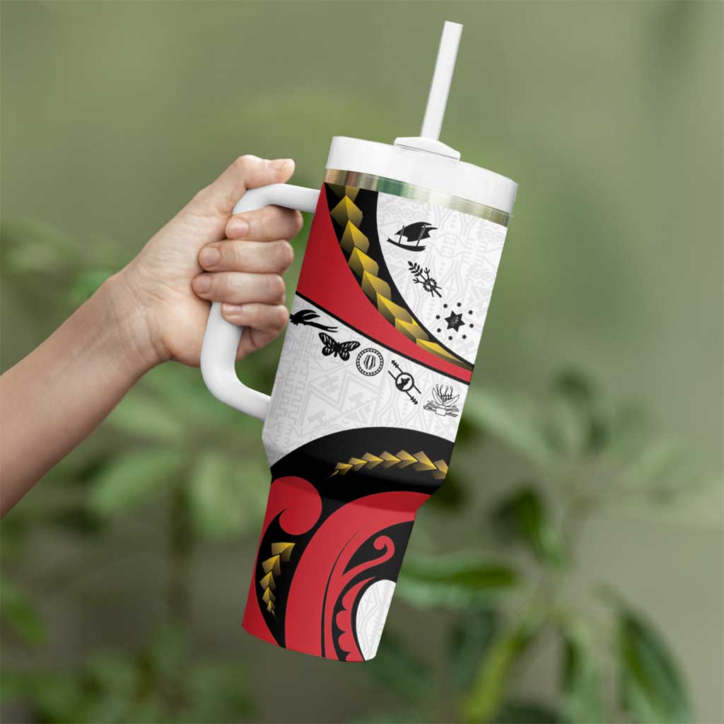 Papua New Guinea 50th Independence Anniversary Tumbler With Handle Special Style White Version - Polynesian Pride