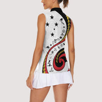 Papua New Guinea Independence Women Sleeveless Polo Shirt Special Style White Version LT05 - Polynesian Pride