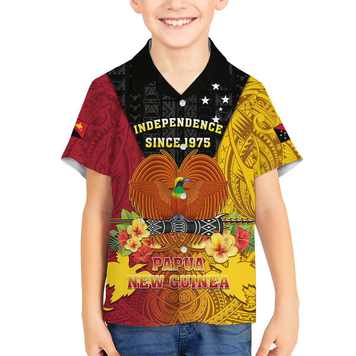 Personalized Papua New Guinea Independence Day Hawaiian Shirt Bird Of Paradise With Polynesian Pattern LT05 - Polynesian Pride