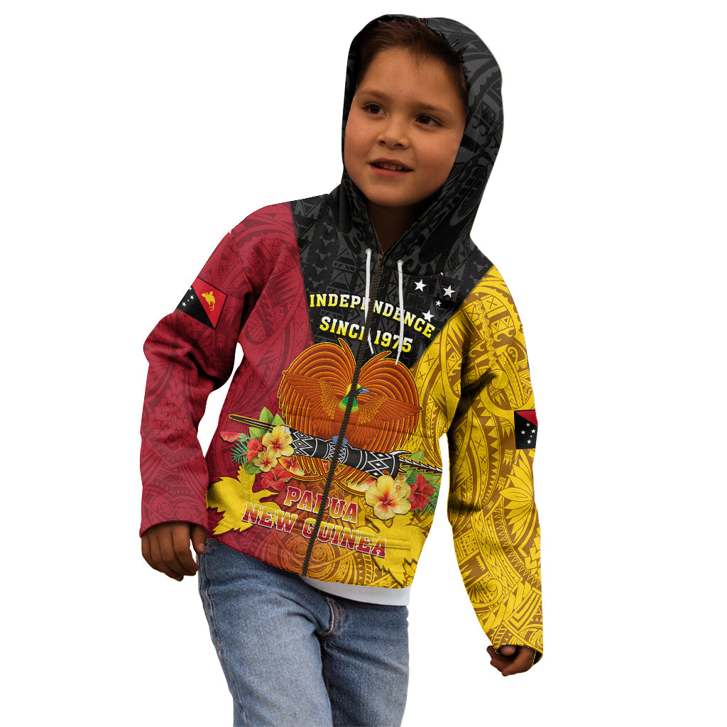 Personalized Papua New Guinea Independence Day Kid Hoodie Bird Of Paradise With Polynesian Pattern LT05 - Polynesian Pride