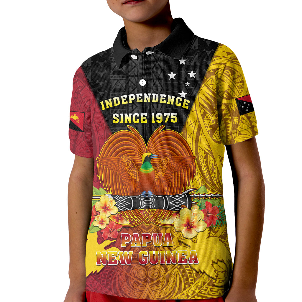 Personalized Papua New Guinea Independence Day Kid Polo Shirt Bird Of Paradise With Polynesian Pattern LT05 Kid Yellow - Polynesian Pride