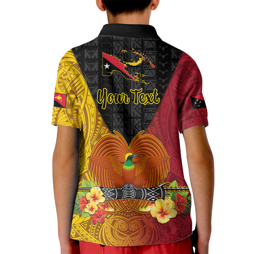 Personalized Papua New Guinea Independence Day Kid Polo Shirt Bird Of Paradise With Polynesian Pattern LT05 - Polynesian Pride