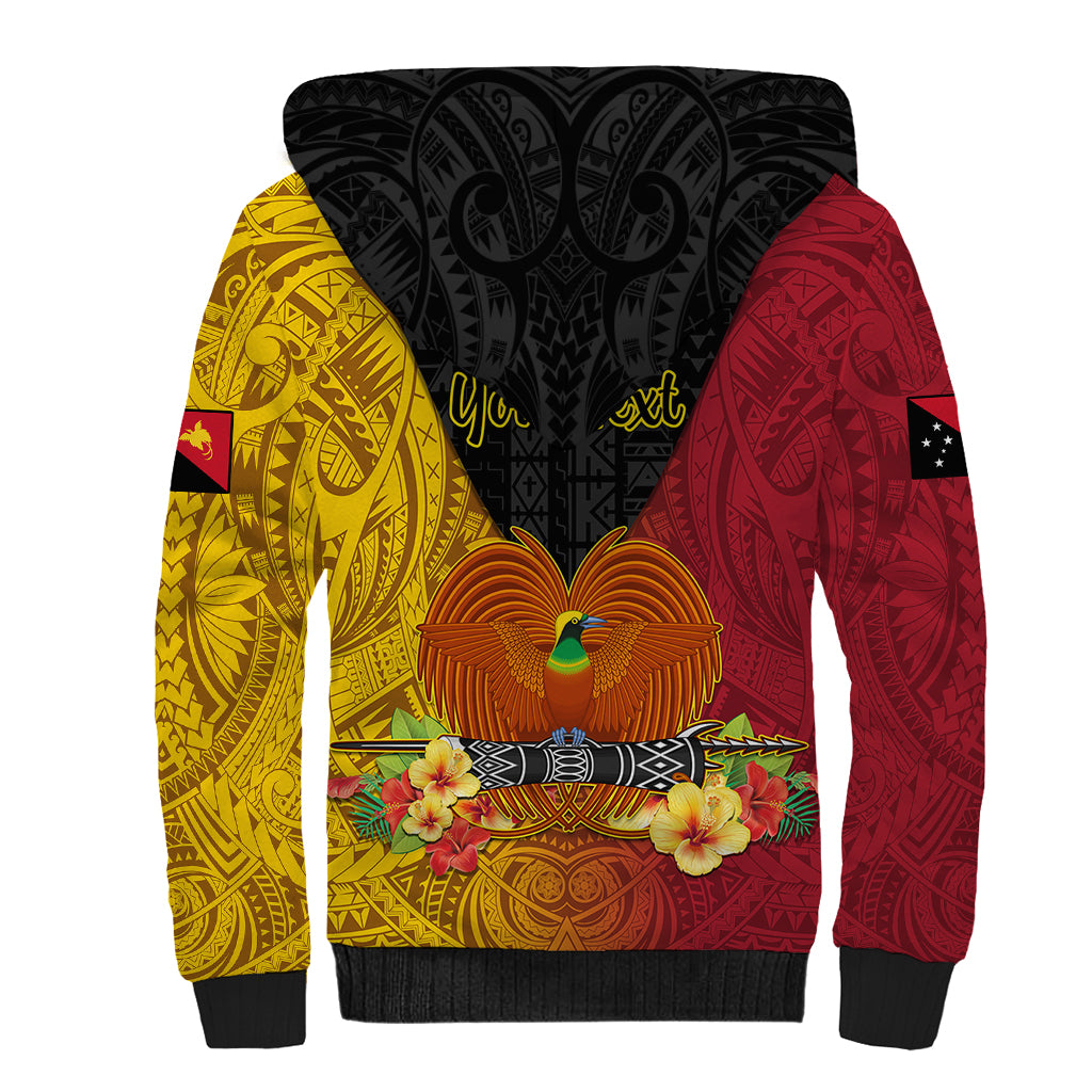 Personalized Papua New Guinea Independence Day Sherpa Hoodie Bird Of Paradise With Polynesian Pattern LT05 - Polynesian Pride
