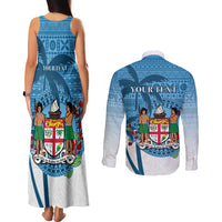 Personalized Fiji Couples Matching Tank Maxi Dress and Long Sleeve Button Shirts Coat Of Arms Tagimoucia With Fijian Tapa Pattern LT05 - Polynesian Pride