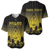 Personalised Palau Independence Day Baseball Jersey Palauan Tattoo Pattern - Polynesian Pride