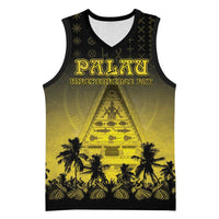 Personalised Palau Independence Day Basketball Jersey Palauan Tattoo Pattern - Polynesian Pride