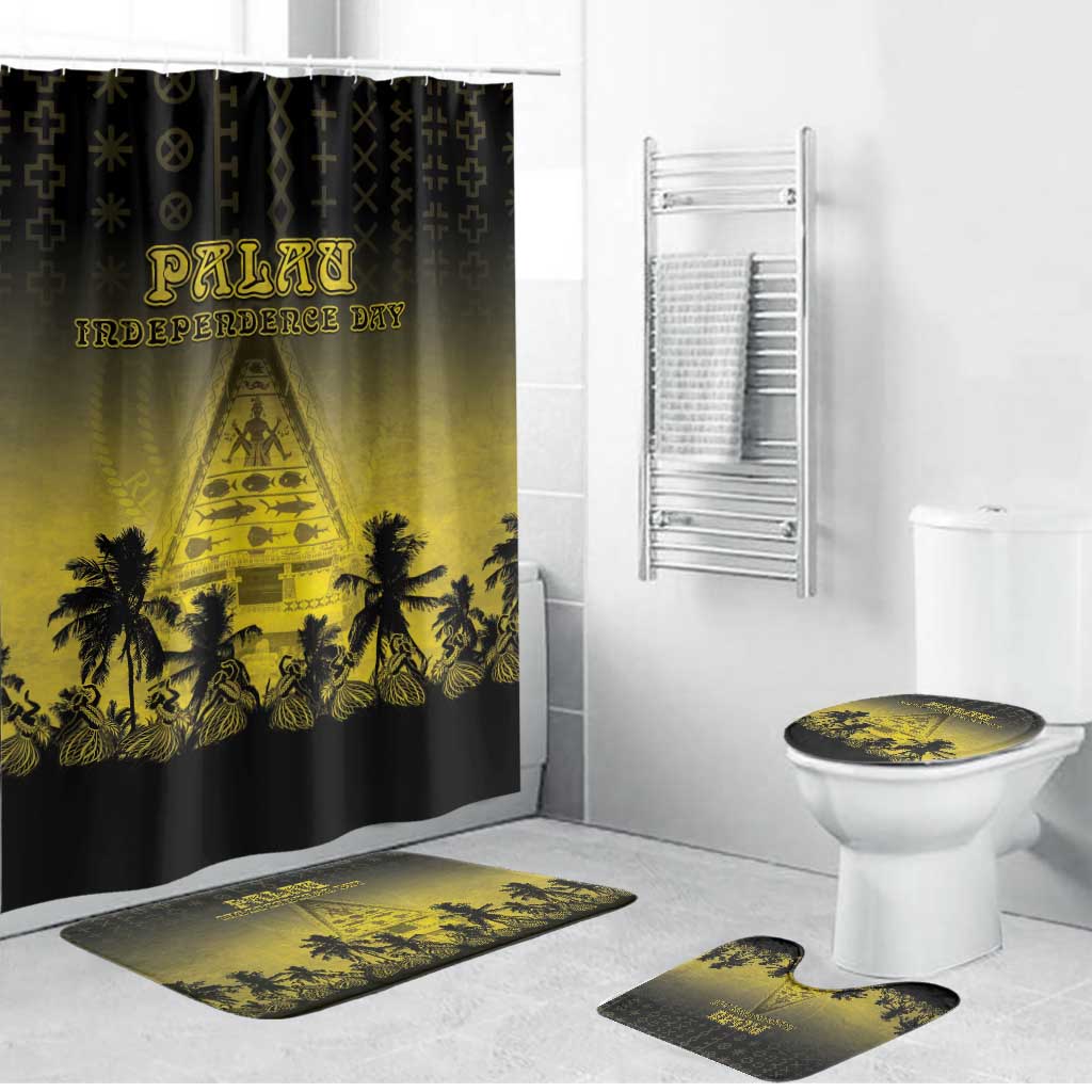 Palau Independence Day Bathroom Set Palauan Tattoo Pattern - Polynesian Pride