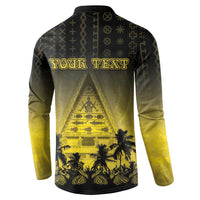 Personalised Palau Independence Day Button Sweatshirt Palauan Tattoo Pattern - Polynesian Pride