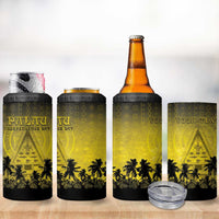 Personalised Palau Independence Day 4 in 1 Can Cooler Tumbler Palauan Tattoo Pattern - Polynesian Pride