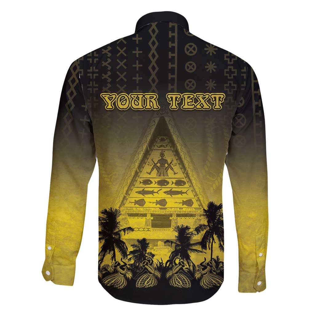 Personalised Palau Independence Day Family Matching Long Sleeve Bodycon Dress and Hawaiian Shirt Palauan Tattoo Pattern - Polynesian Pride