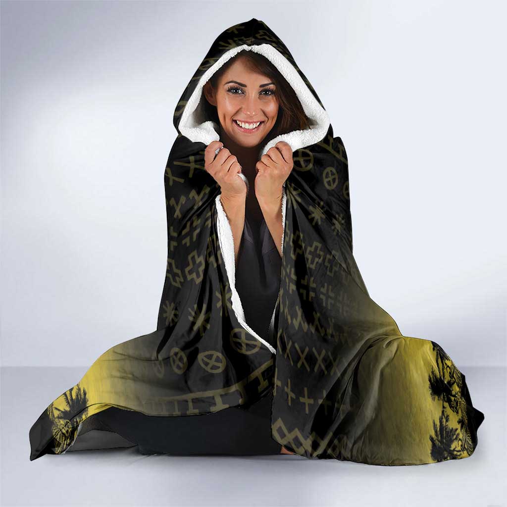 Palau Independence Day Hooded Blanket Palauan Tattoo Pattern - Polynesian Pride