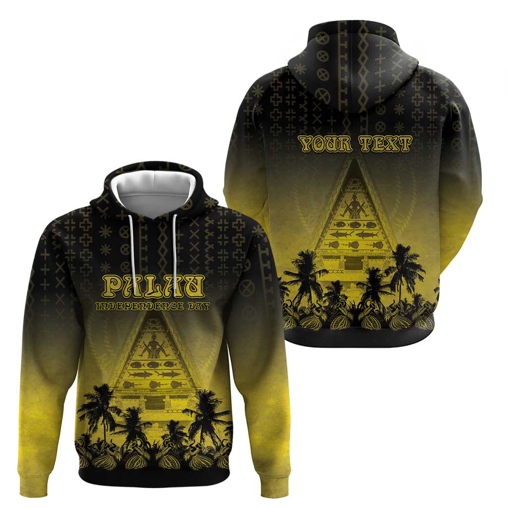 Personalised Palau Independence Day Hoodie Palauan Tattoo Pattern - Polynesian Pride