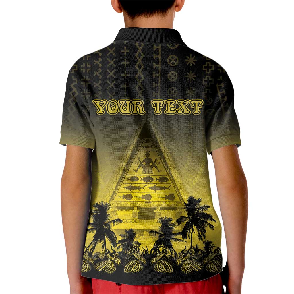 Personalised Palau Independence Day Kid Polo Shirt Palauan Tattoo Pattern - Polynesian Pride
