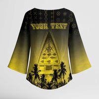 Personalised Palau Independence Day Kimono Sleeve Blouse Palauan Tattoo Pattern - Polynesian Pride