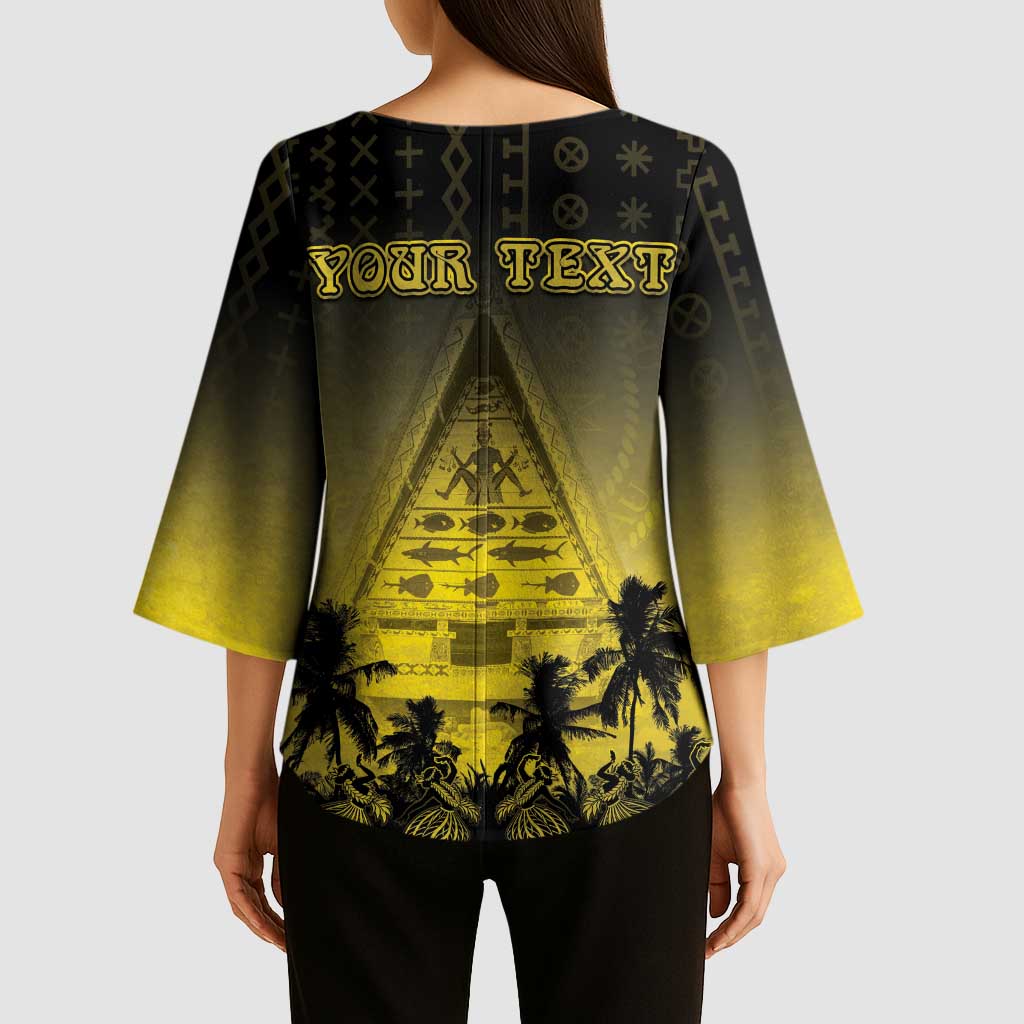 Personalised Palau Independence Day Kimono Sleeve Blouse Palauan Tattoo Pattern - Polynesian Pride