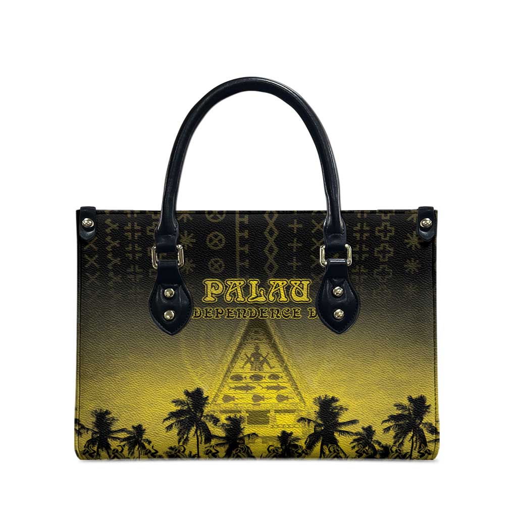 Palau Independence Day Leather Bag Palauan Tattoo Pattern - Polynesian Pride