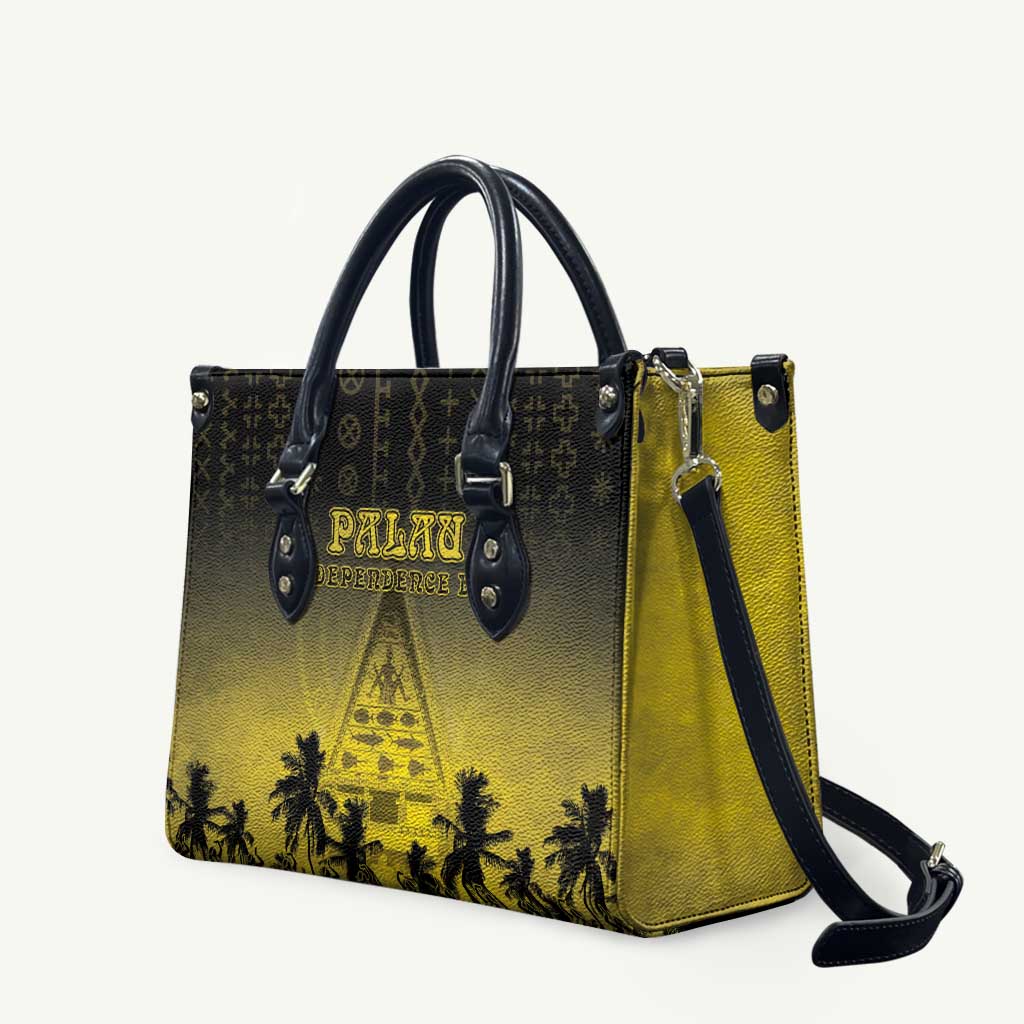 Palau Independence Day Leather Bag Palauan Tattoo Pattern - Polynesian Pride
