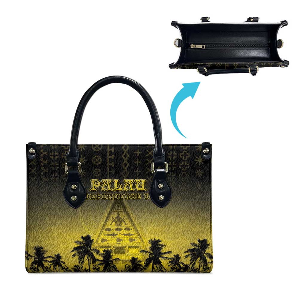Palau Independence Day Leather Bag Palauan Tattoo Pattern - Polynesian Pride