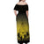 Personalised Palau Independence Day Off Shoulder Maxi Dress Palauan Tattoo Pattern - Polynesian Pride