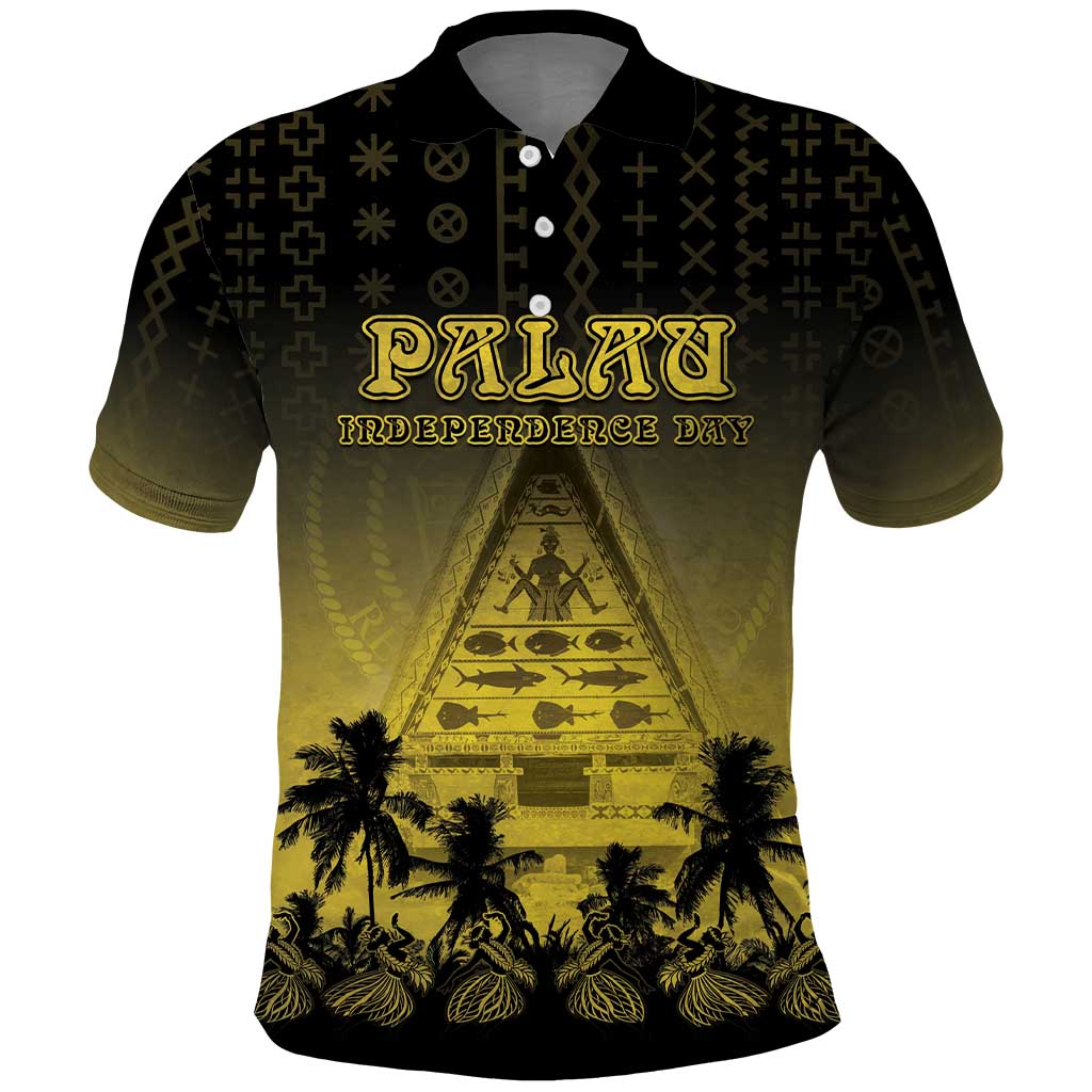 Personalised Palau Independence Day Polo Shirt Palauan Tattoo Pattern - Polynesian Pride