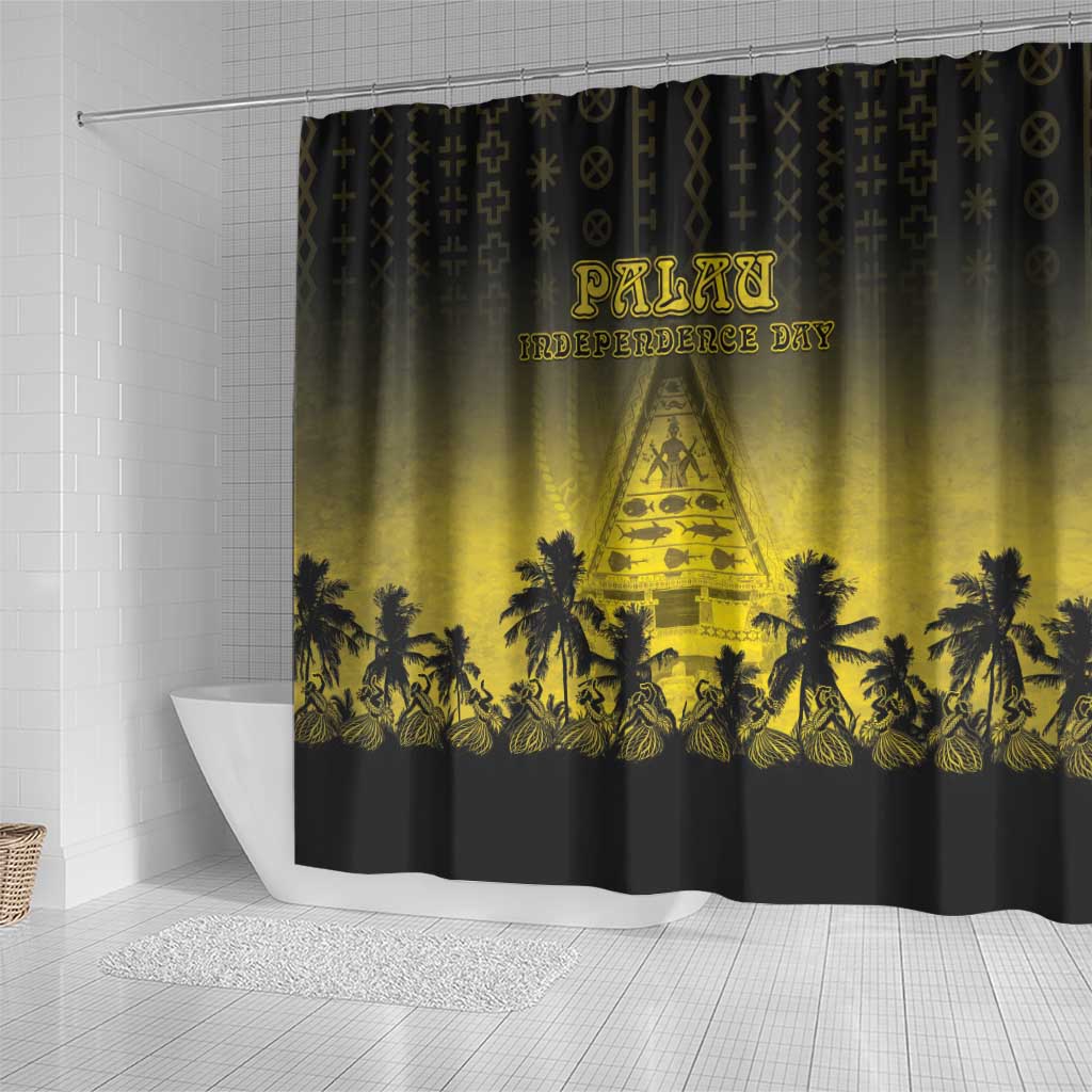 Palau Independence Day Shower Curtain Palauan Tattoo Pattern - Polynesian Pride