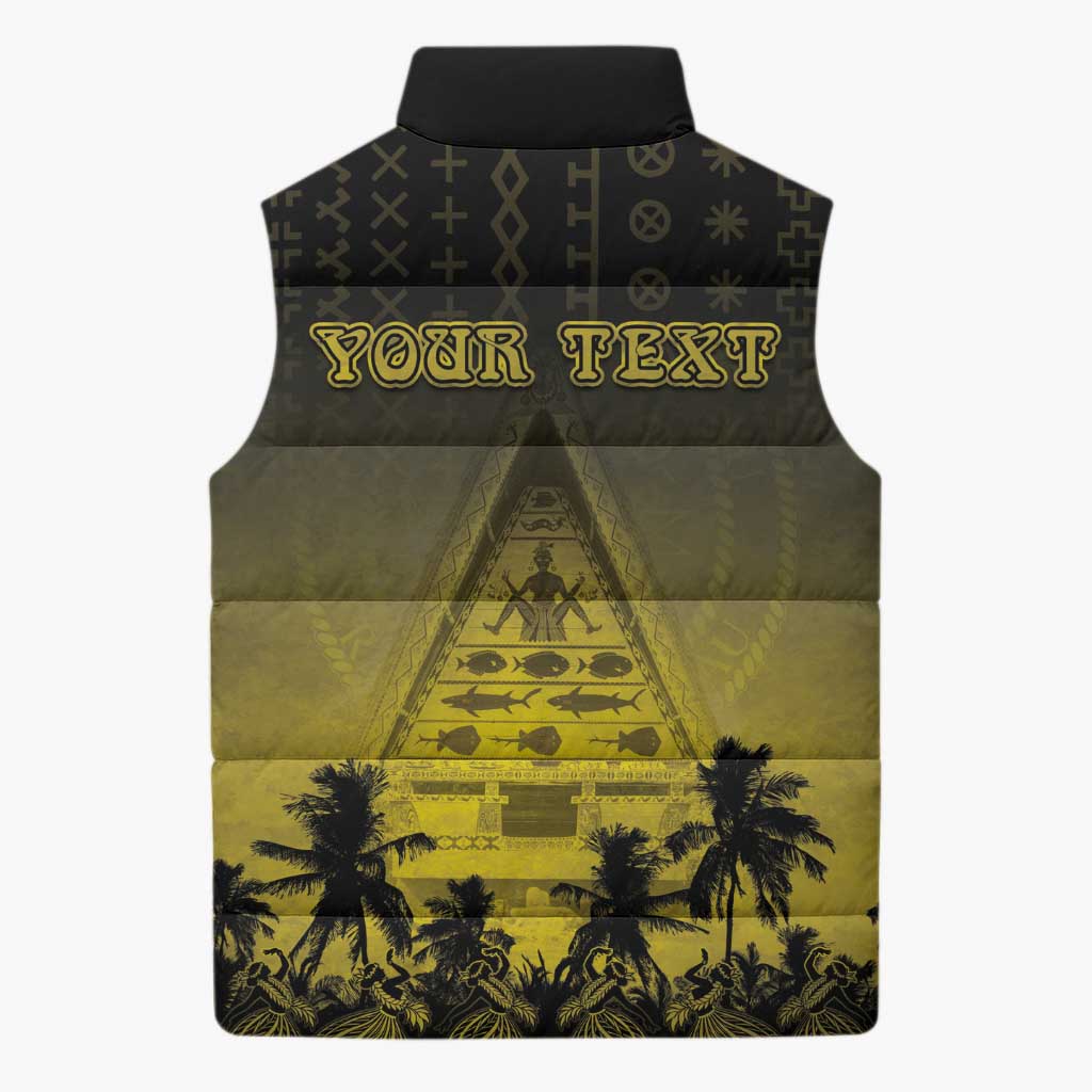 Personalised Palau Independence Day Sleeveless Puffer Jacket Palauan Tattoo Pattern - Polynesian Pride
