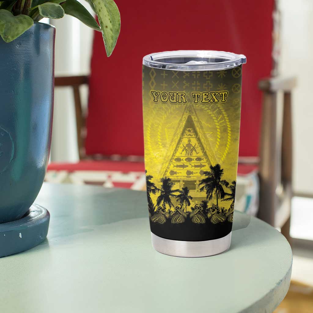 Personalised Palau Independence Day Tumbler Cup Palauan Tattoo Pattern - Polynesian Pride