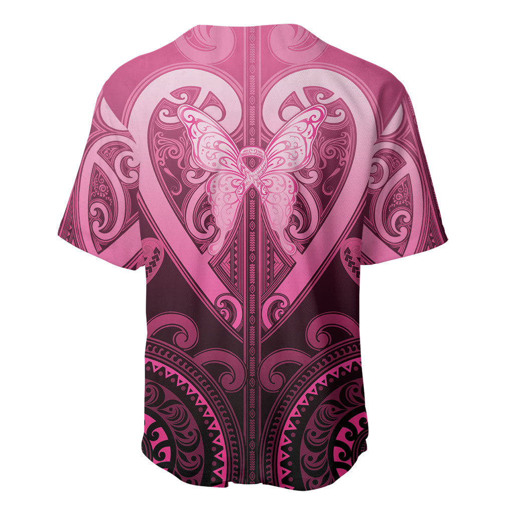 Aotearoa Breast Cancer Baseball Jersey Maori Tribal Pattern