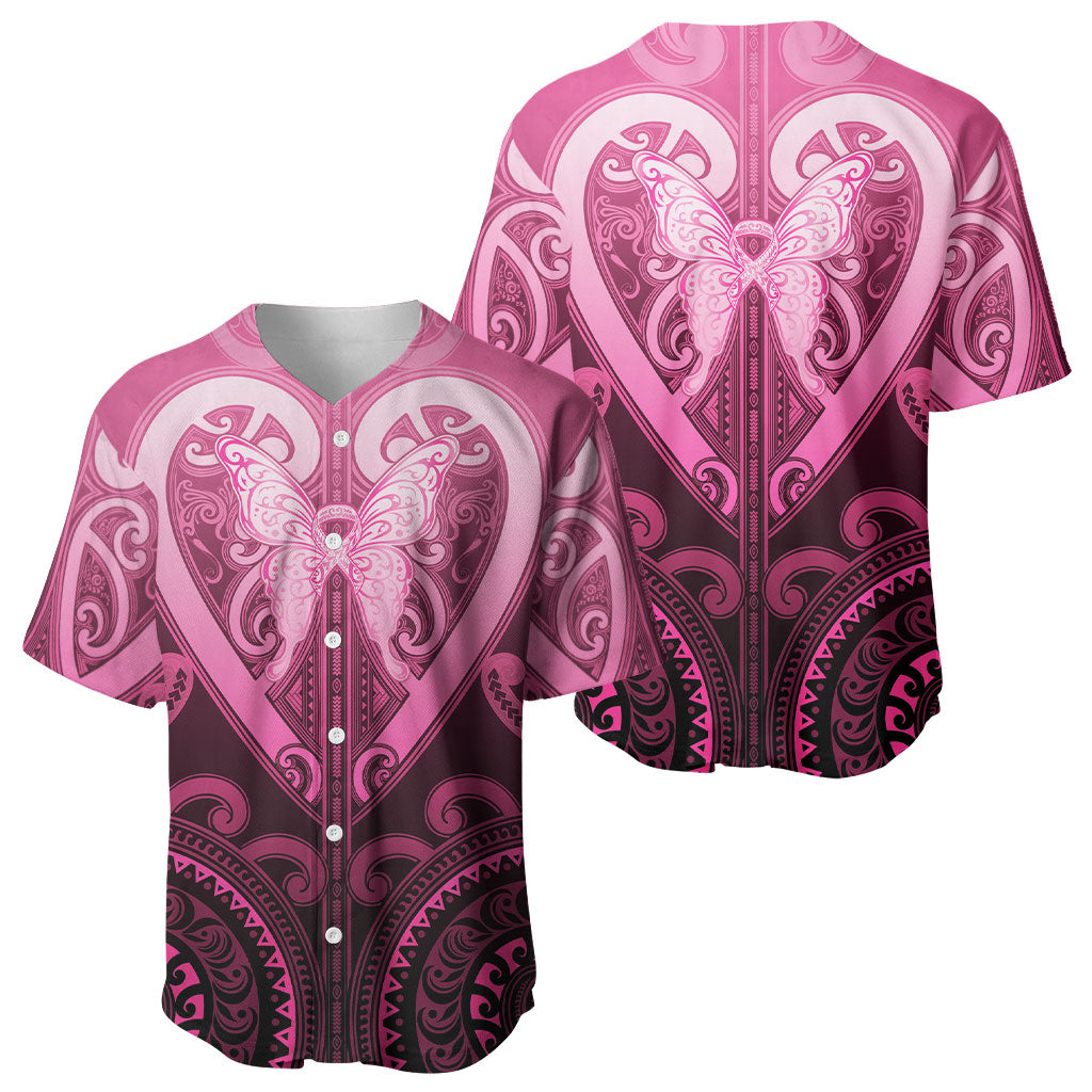 Aotearoa Breast Cancer Baseball Jersey Maori Tribal Pattern