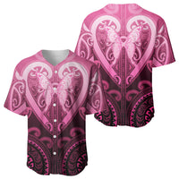 Aotearoa Breast Cancer Baseball Jersey Maori Tribal Pattern