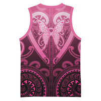 Aotearoa Breast Cancer Basketball Jersey Maori Tribal Pattern