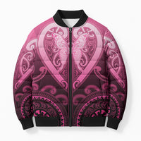 Aotearoa Breast Cancer Bomber Puffer Jacket Maori Tribal Pattern